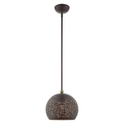 Charlton Small Pendant in Bronze with Antique Brass Accents