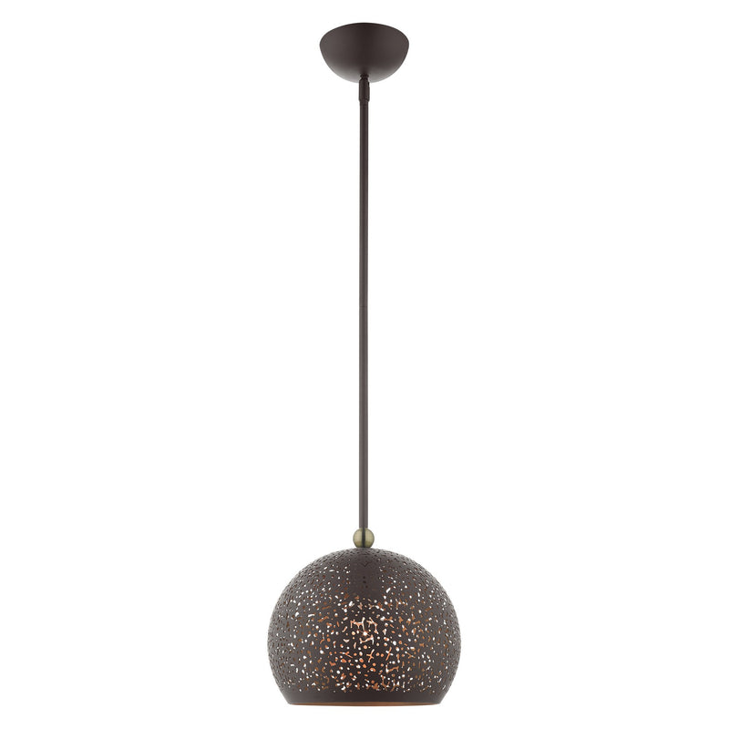 Charlton Small Pendant in Bronze with Antique Brass Accents
