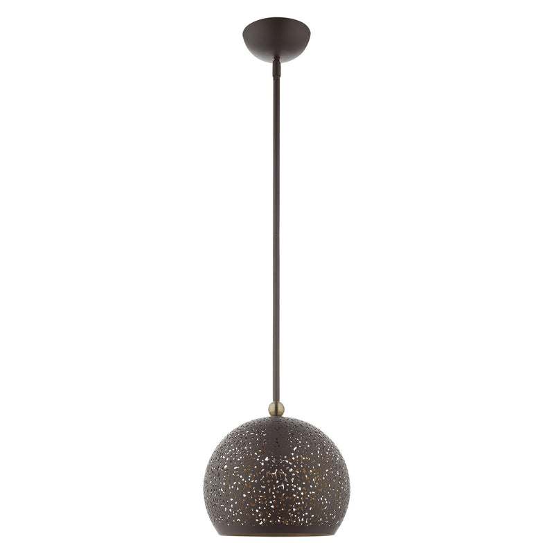 Charlton Small Pendant in Bronze with Antique Brass Accents