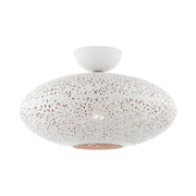Charlton Semi-Flush Mount in White with Brushed Nickel Accents