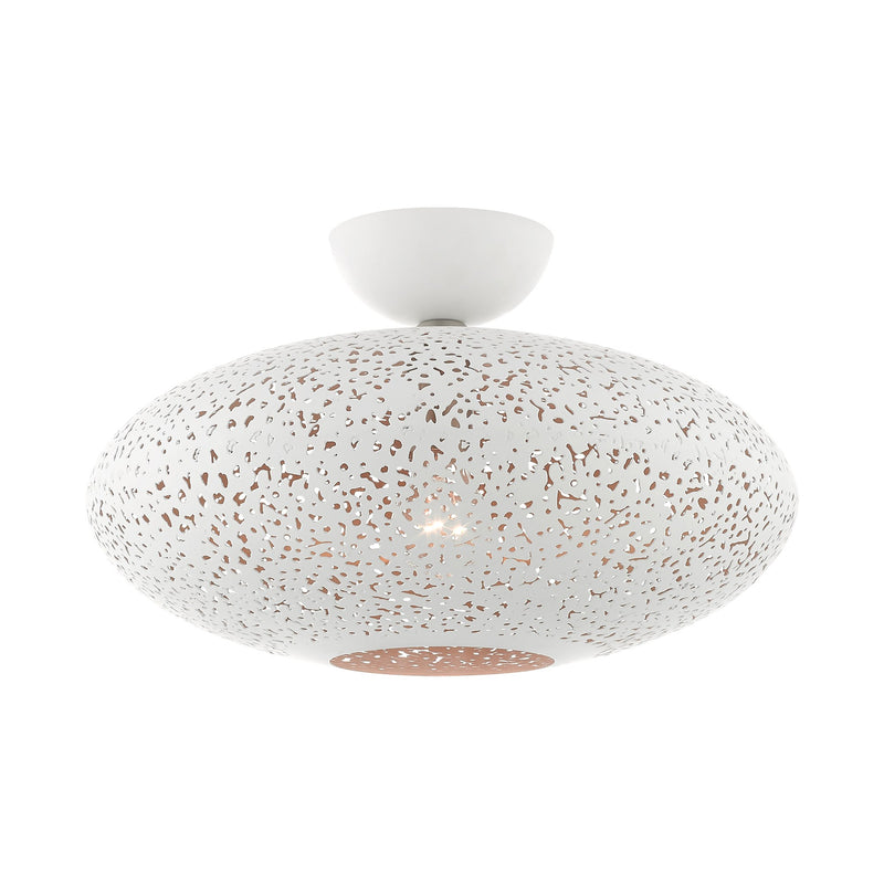 Charlton Semi-Flush Mount in White with Brushed Nickel Accents
