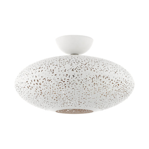 Charlton Semi-Flush Mount in White with Brushed Nickel Accents