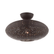 Charlton Semi-Flush Mount in Bronze with Antique Brass Accents
