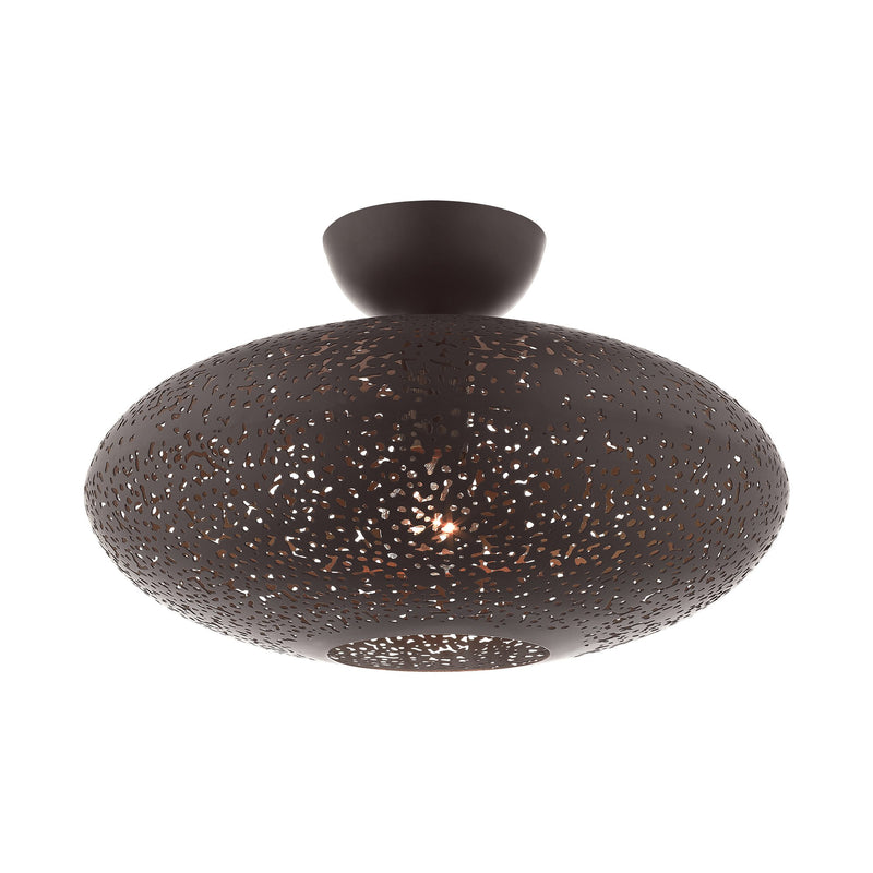 Charlton Semi-Flush Mount in Bronze with Antique Brass Accents