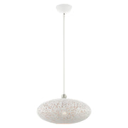 Charlton Medium Pendant in White with Brushed Nickel Accents