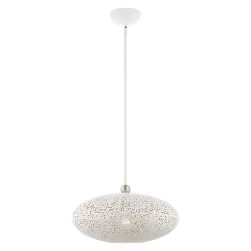 Charlton Medium Pendant in White with Brushed Nickel Accents
