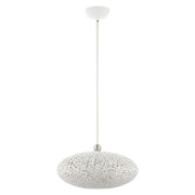 Charlton Medium Pendant in White with Brushed Nickel Accents