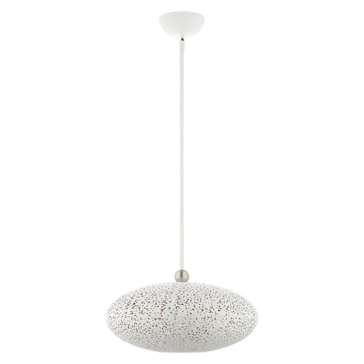 Charlton Medium Pendant in White with Brushed Nickel Accents