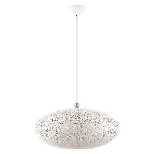Charlton 3-Light Extra Large Pendant in White with Brushed Nickel Accents