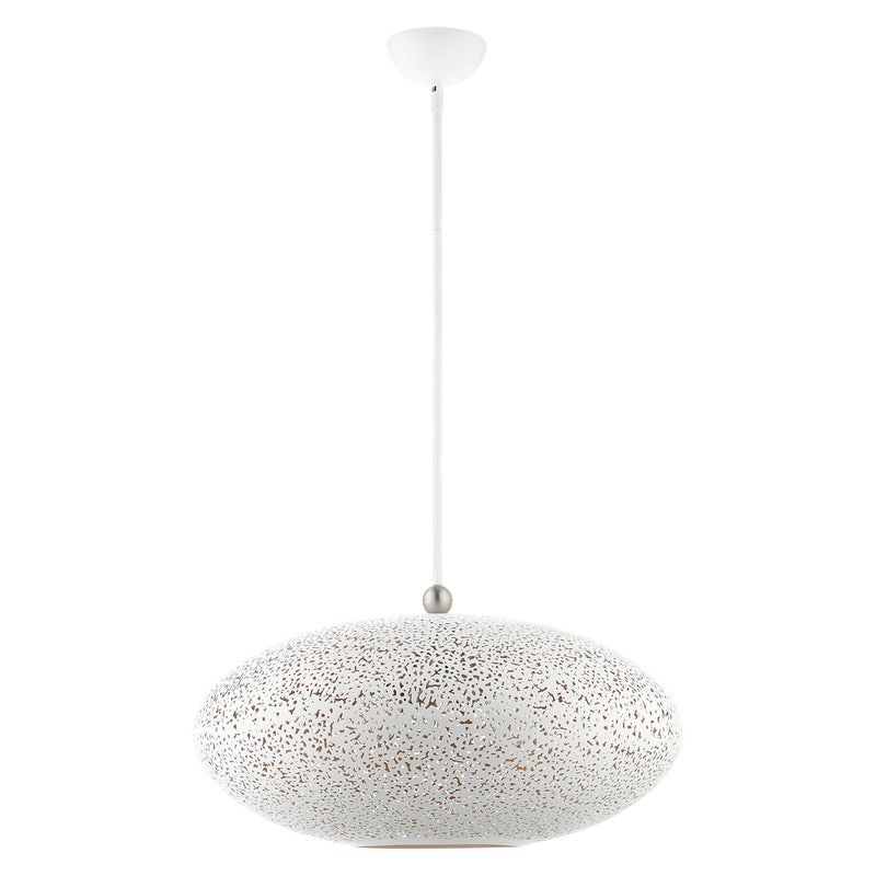 Charlton 3-Light Extra Large Pendant in White with Brushed Nickel Accents