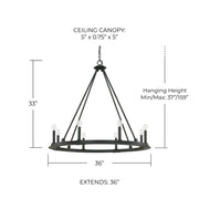 Pearson 8-Light Chandelier in Black Iron