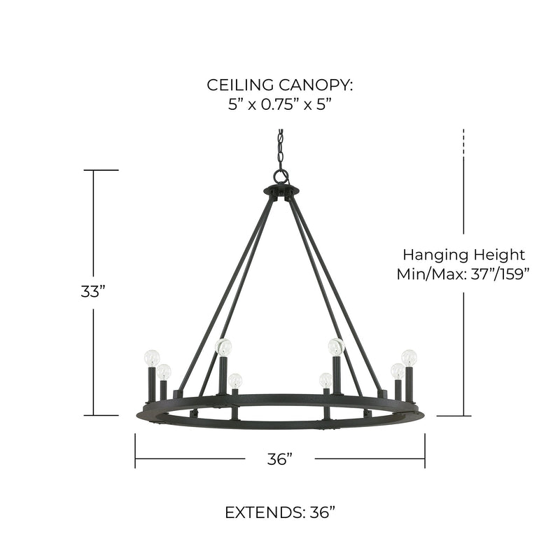 Pearson 8-Light Chandelier in Black Iron