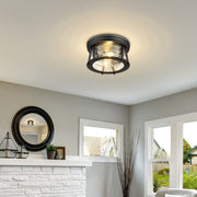 Cape Harbor 2 Light 12" Flush Mount in Matte Black in a room setting