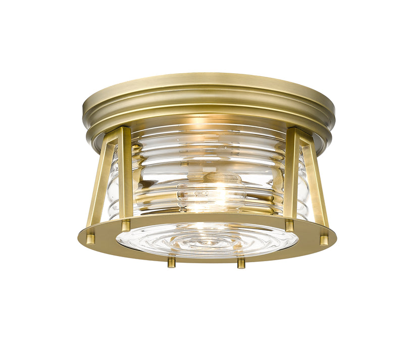 Cape Harbor 2 Light 12" Flush Mount in Rubbed Brass