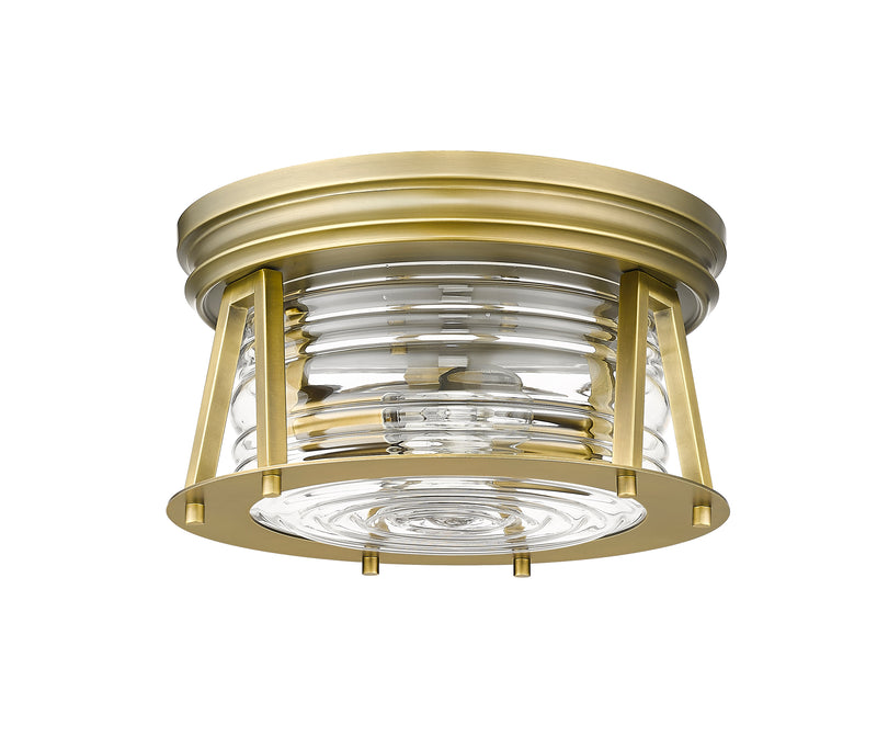 Cape Harbor 2 Light 12" Flush Mount in Rubbed Brass