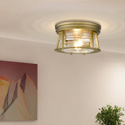Cape Harbor 2 Light 12" Flush Mount in Rubbed Brass in a room setting
