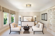 Cape Harbor 3 Light 16" Flush Mount in Brushed Nickel in a room setting