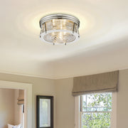 Cape Harbor 3 Light 16" Flush Mount in Polished Nickel in a room setting