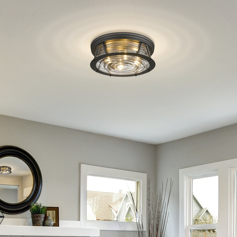 Cape Harbor 4 Light 20" Flush Mount in Bronze in a room setting