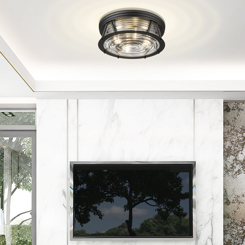 Cape Harbor 4 Light 20" Flush Mount in Matte Black in a room setting