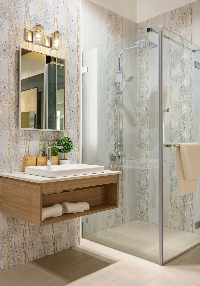 Beckett 2 Light 16" Vanity in Brushed Nickel in a room setting