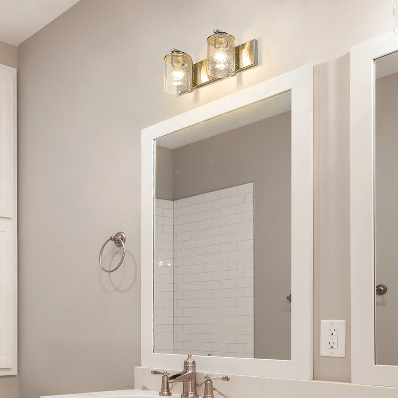 Beckett 2 Light 16" Vanity in Brushed Nickel in a room setting