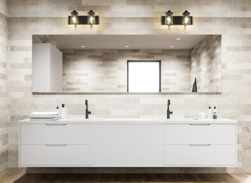 Beckett 2 Light 16" Vanity in Matte Black in a room setting