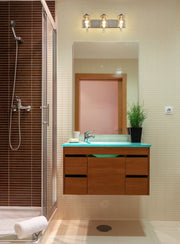 Beckett 3 Light 23" Vanity in Brushed Nickel in a room setting