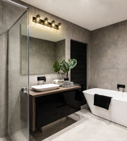 Beckett 4 Light 34" Vanity in Matte Black in a room setting