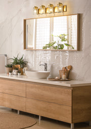 Beckett 4 Light 34" Vanity in Olde Brass in a room setting