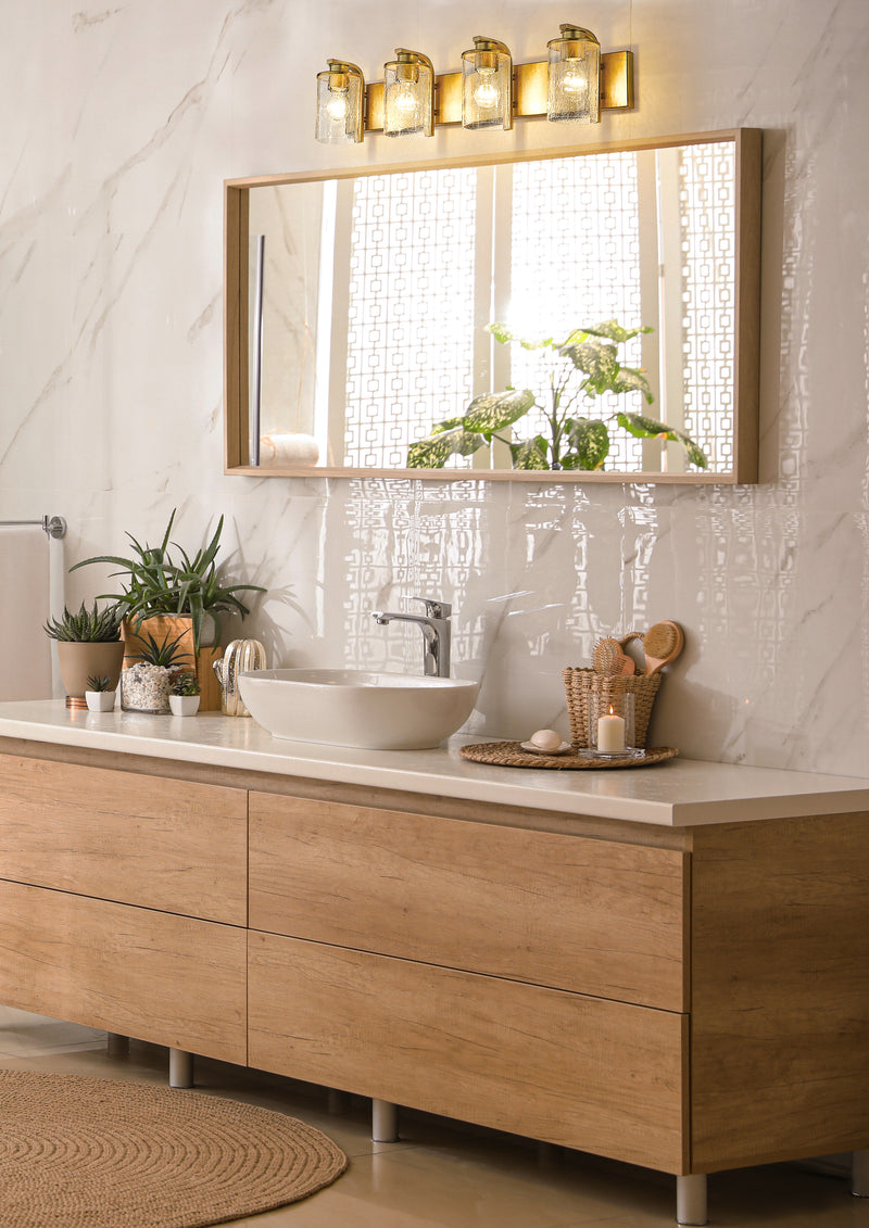 Beckett 4 Light 34" Vanity in Olde Brass in a room setting