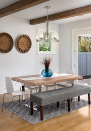 Beckett 5 Light 27" Chandelier in Brushed Nickel in a room setting