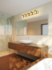 Beckett 5 Light 42" Vanity in Olde Brass in a room setting