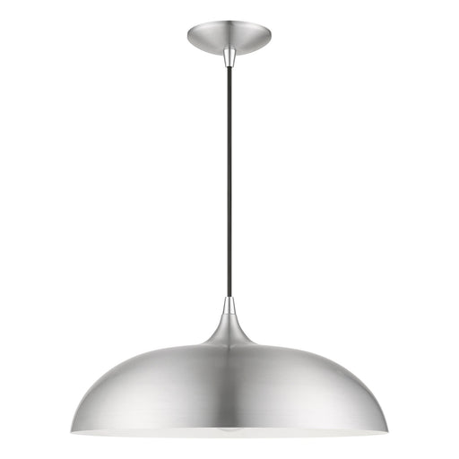 Amador 17.75" Dome Pendant in Brushed Aluminum with Polished Chrome Accents