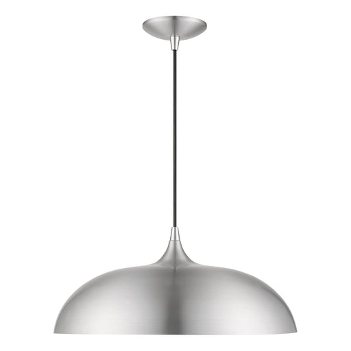 Amador 17.75" Dome Pendant in Brushed Aluminum with Polished Chrome Accents