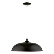 Amador 17.75" Dome Pendant in Shiny Black with Polished Chrome Accents