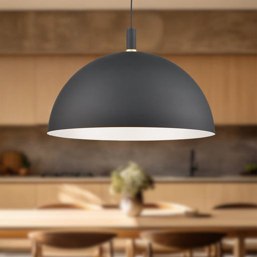 Archibald 32" Pendant in Black With Gold Detail