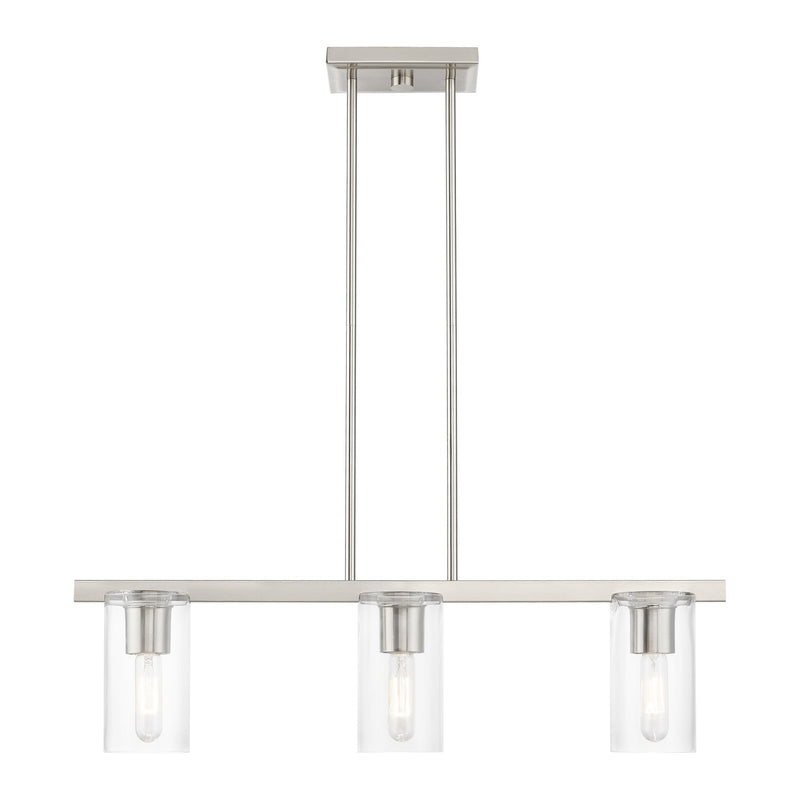 Clarion 3-Light Linear Chandelier in Brushed Nickel