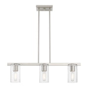 Clarion 3-Light Linear Chandelier in Brushed Nickel