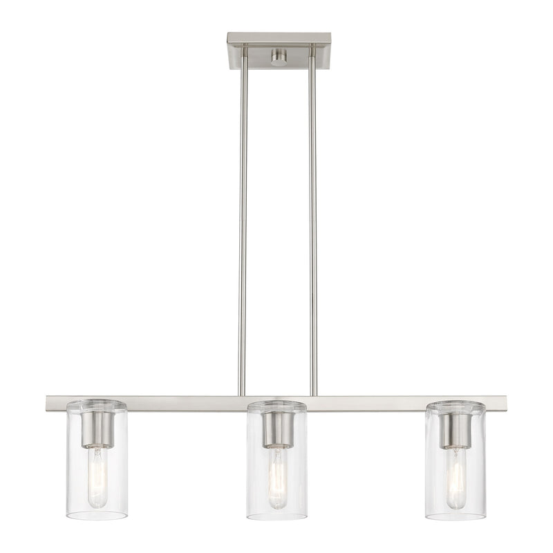 Clarion 3-Light Linear Chandelier in Brushed Nickel