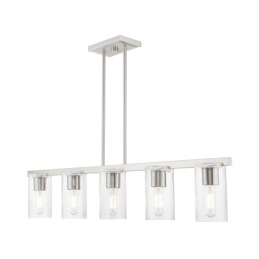 Clarion 5-Light Linear Chandelier in Brushed Nickel