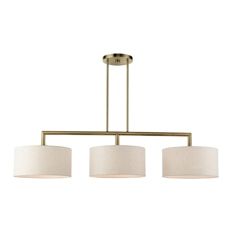 Monroe 3-Light Linear Chandelier in Antique Brass