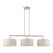 Monroe 3-Light Linear Chandelier in Brushed Nickel