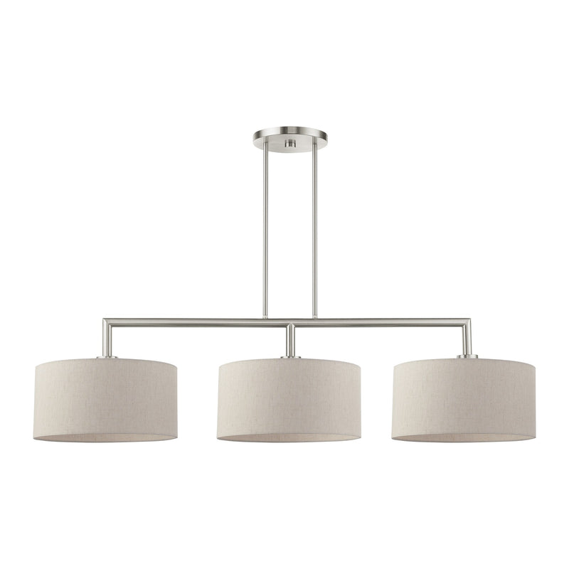 Monroe 3-Light Linear Chandelier in Brushed Nickel