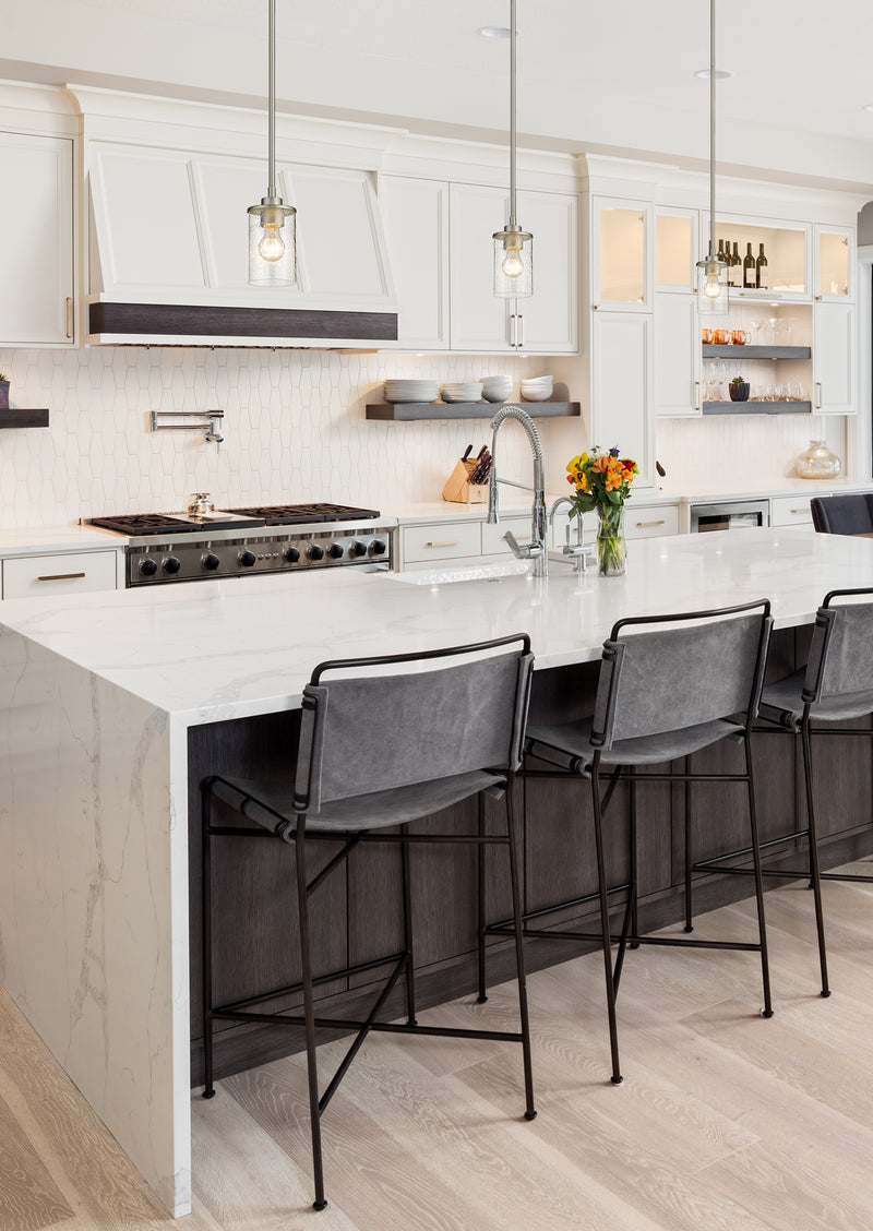 Beckett 1 Light 5.25" Pendant in Brushed Nickel in a room setting
