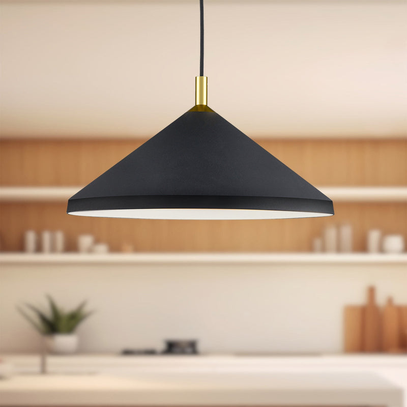 Dorothy 18" Pendant in Brushed Nickel With Black Detail