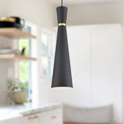 Vanderbilt 6" Pendant in Black With Gold Detail