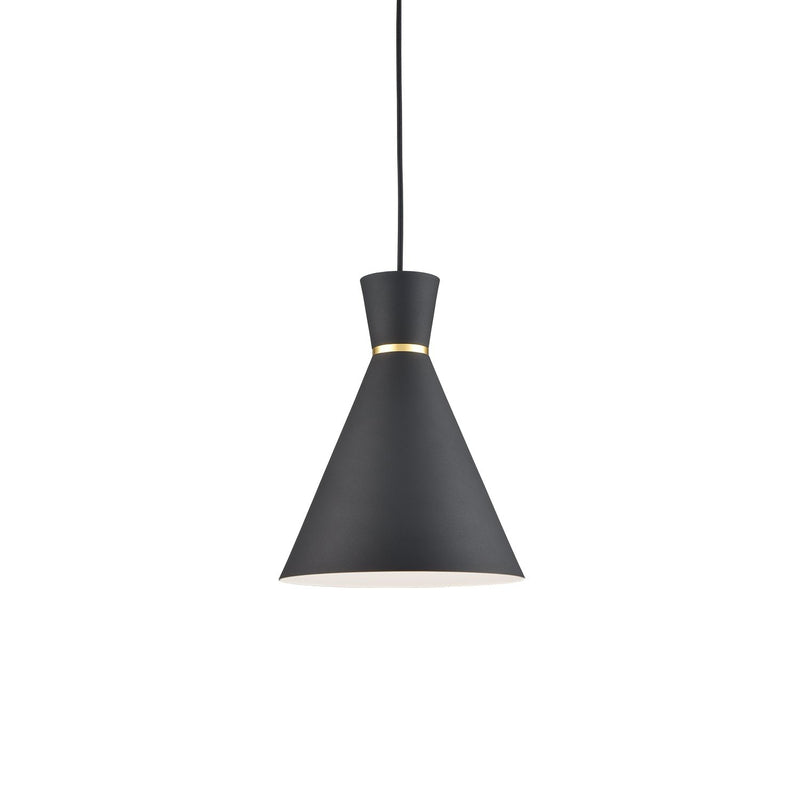 Vanderbilt 10" Pendant in Black With Gold Detail