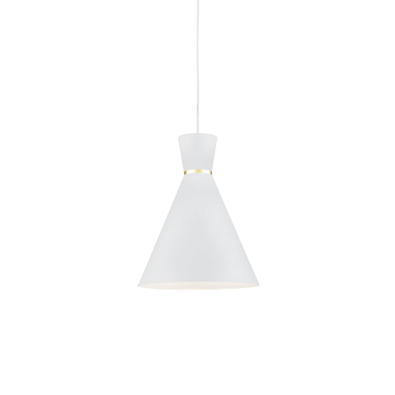 Vanderbilt 10" Pendant in White With Gold Detail