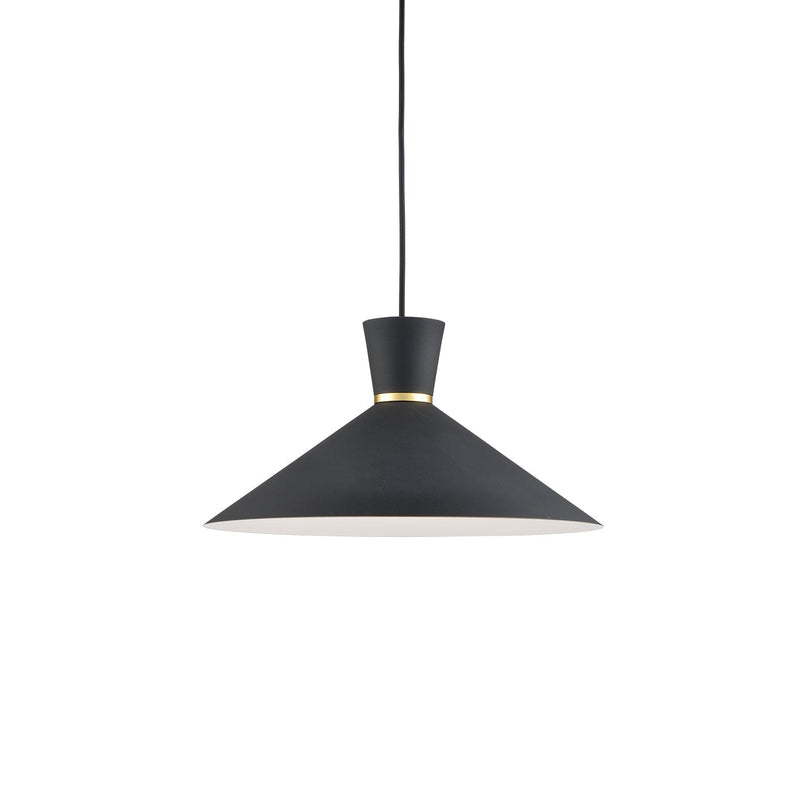 Vanderbilt 16" Pendant in Black With Gold Detail